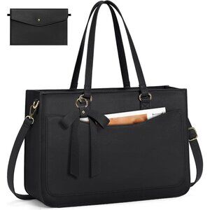 Laptop Bag for Women 15.6 Inch Work Tote Bags Leather Laptop Tote Waterproof Com